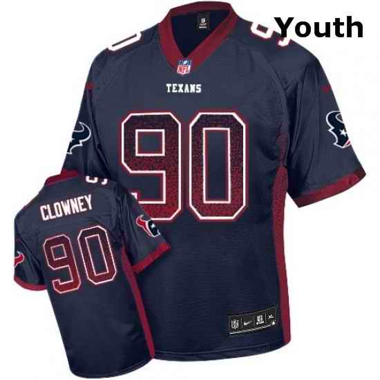 Youth Nike Houston Texans 90 Jadeveon Clowney Elite Navy Blue Drift Fashion NFL Jersey
